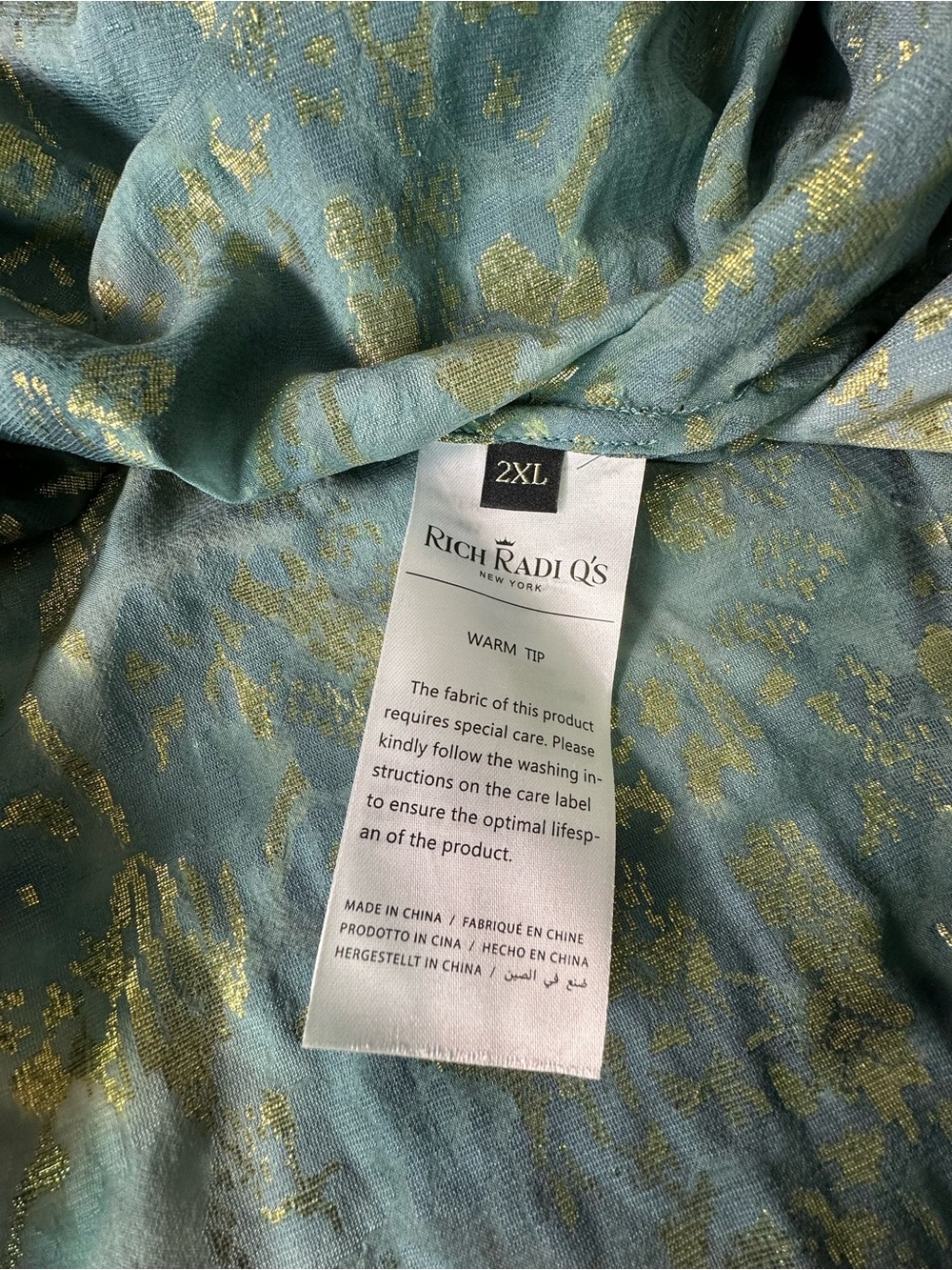 Blue and Gold Metallic Long Sleeve Midi Dress - Velvet Floral - Picture 4 of 12